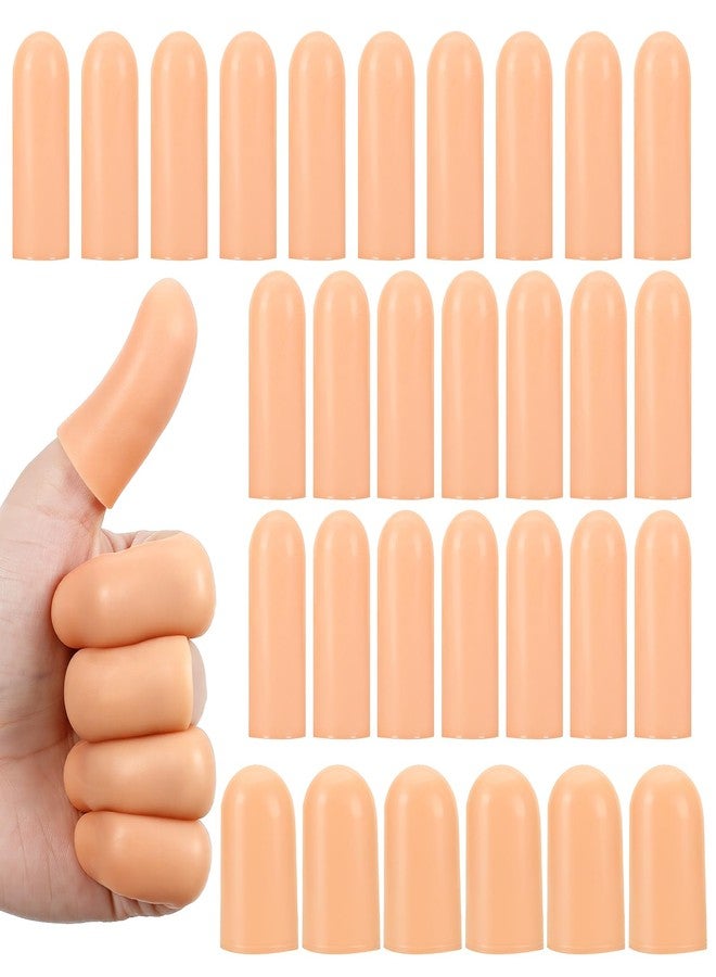 Matwsec 30 Pcs Gel Finger Cots, Silicone Finger Protectors, Reusable Finger Covers Soft Thumb Sleeve High Elastic Fingertip Bandages for Cracked Skin Blisters Calluses (Skin Color, 24 Pcs Large + 6 Pcs Small) - Image 1